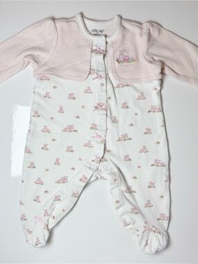 Coquette Little Me Pink Bunny Footie Sleeper Bows 3M Retro Style Vest Cottage